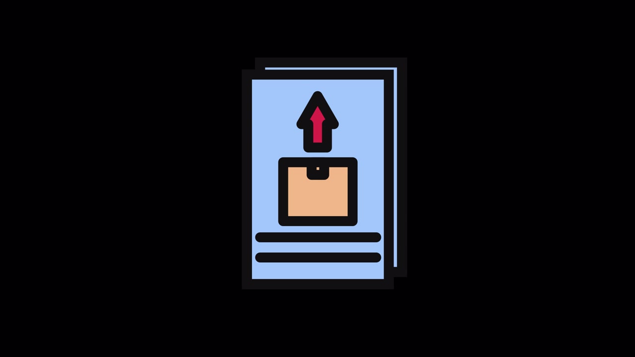 Animated Icon of Document with Uploading Box and Arrow