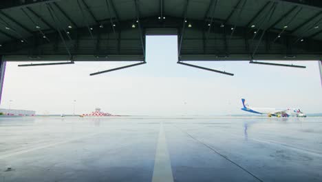 open hangar doors at airport