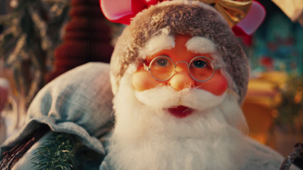 Close up o a Santa Clause figurine decoration at the Cannes Christmas market