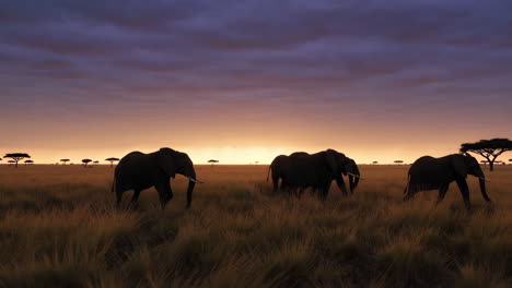 african elephants at sunrise