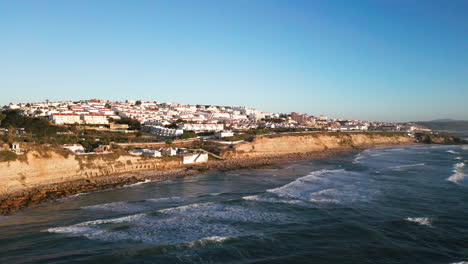 drone shot of the coastline by ericeira portugal