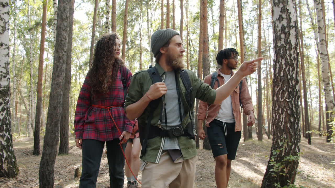 Friends Hiking in the Woods