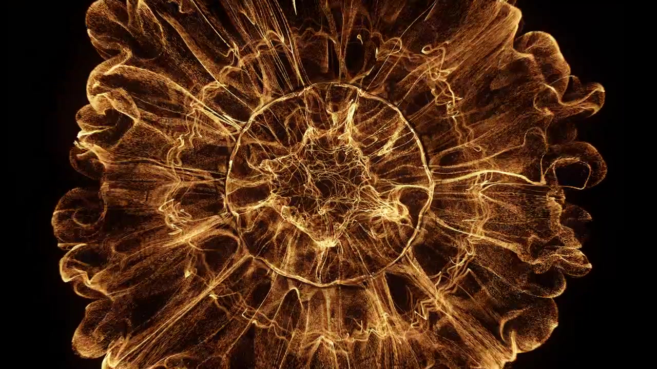 Abstract Golden Energy Sphere Expanding and Dissipating in Darkness