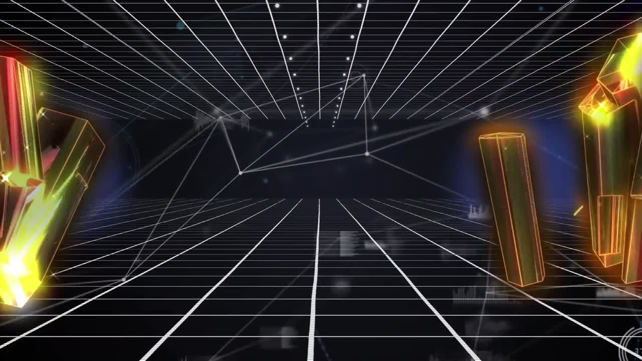 Animation of glowing purple shape over red carpet venue