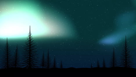 animation of snow falling over winter landscape at christmas