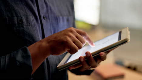 Businessman,-hands-and-tablet-in-planning-at-night