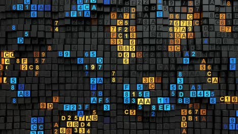 cubes with digital hex code seamless loop 3d render animation