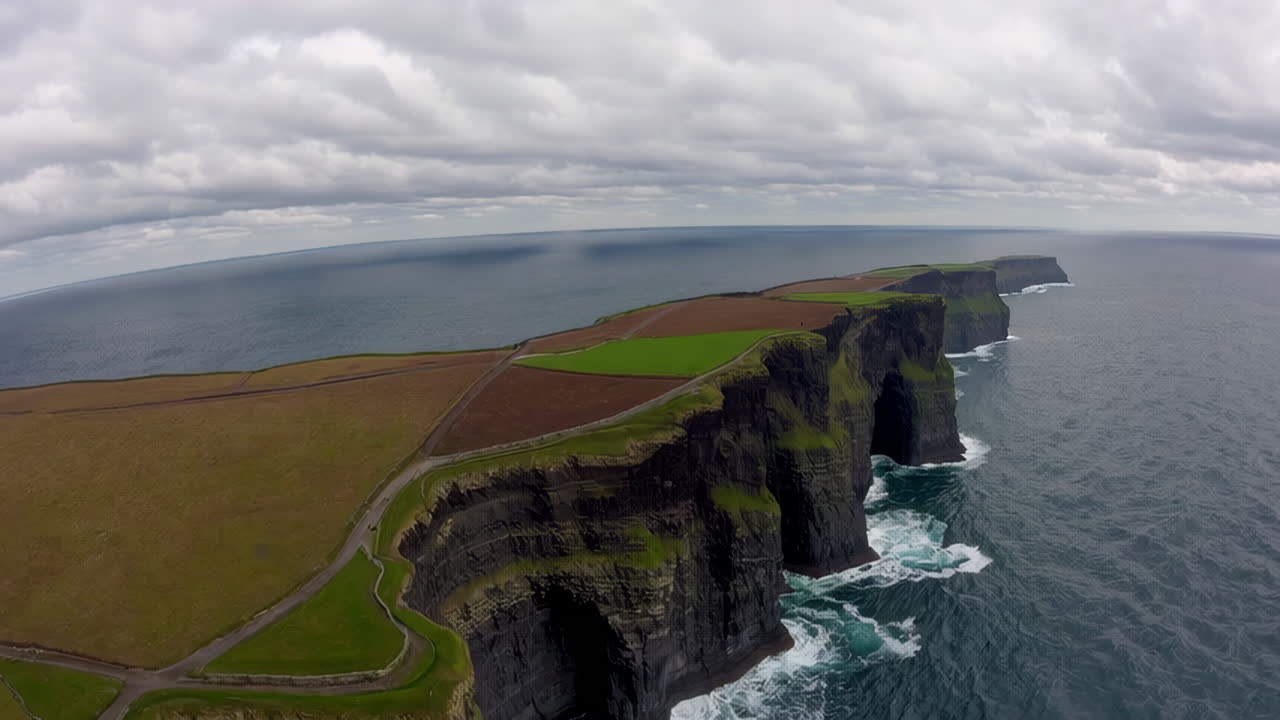 Panoramic View of the Dramatic Cliffs of Moher in Ireland
