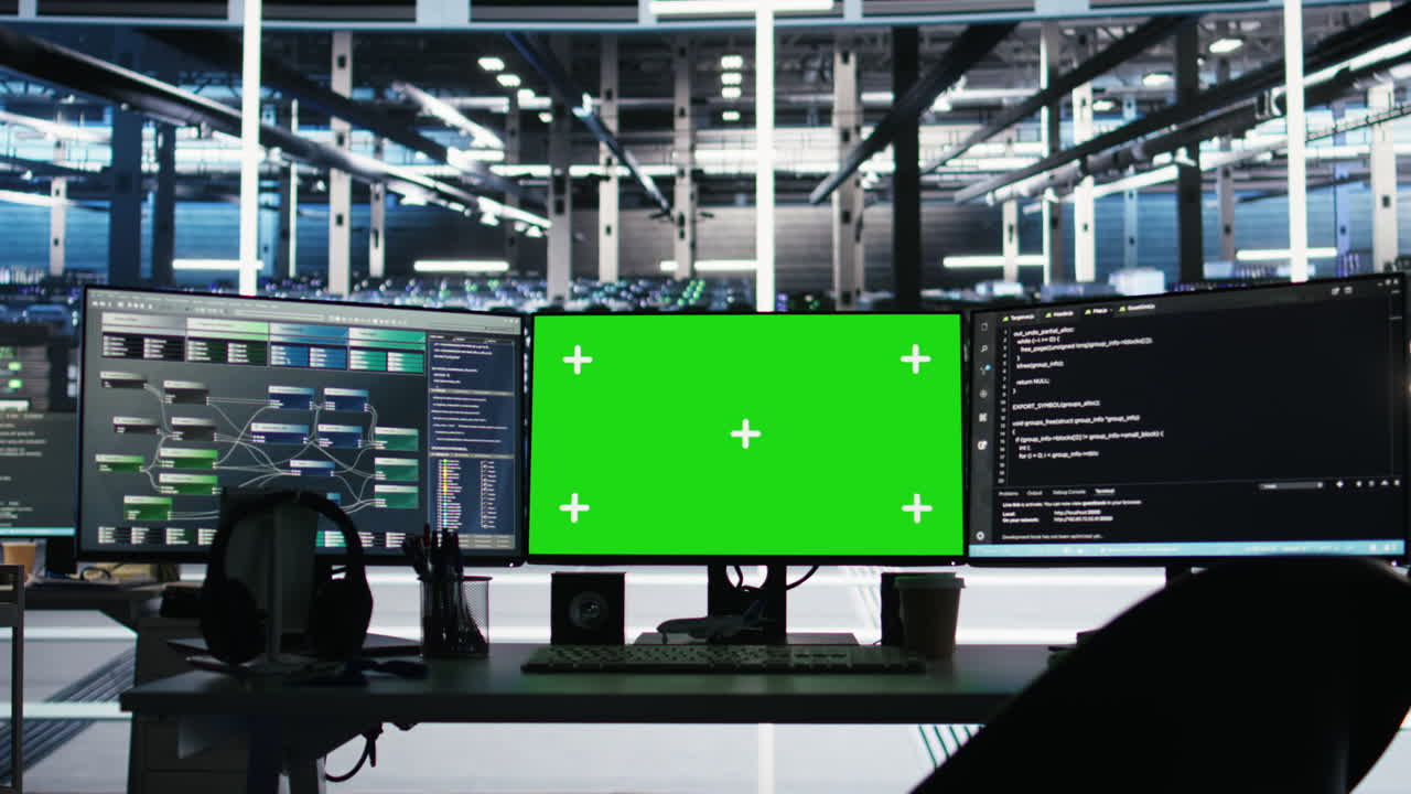 Data center green screen chroma key computer systems controlling network