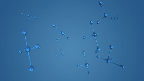 animation of floating element structures rotating on blue background