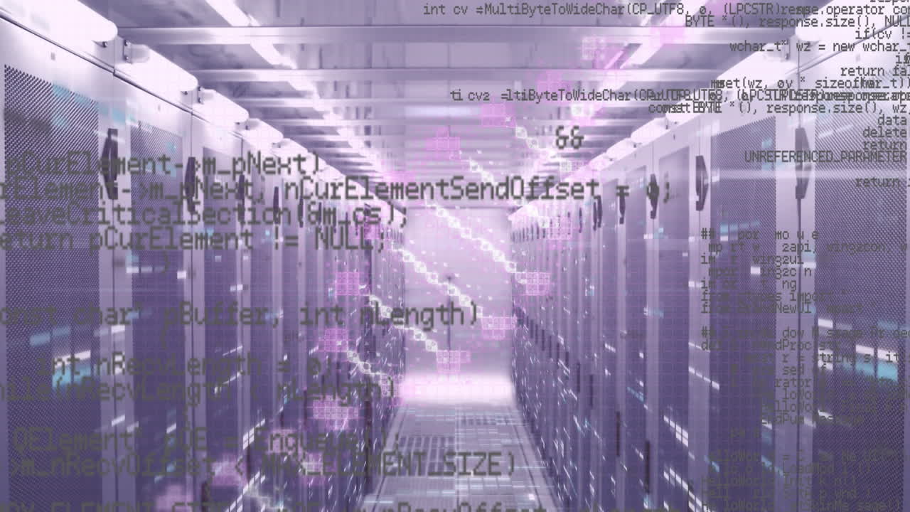 Animation of dna strand and data processing over computer servers