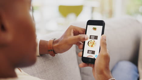 Hands,-phone-screen-and-online-shopping-for-food