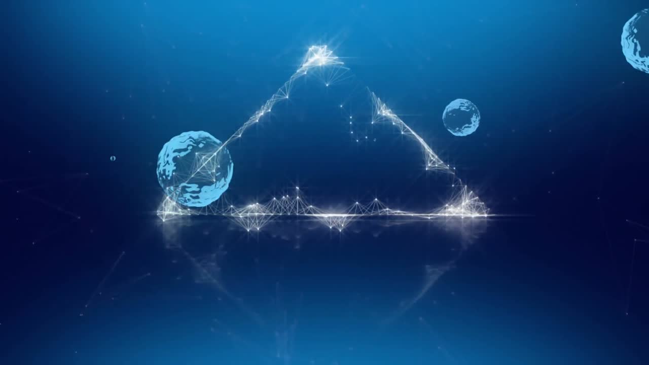 디지털 삼각형 위의 지구의 애니메이션