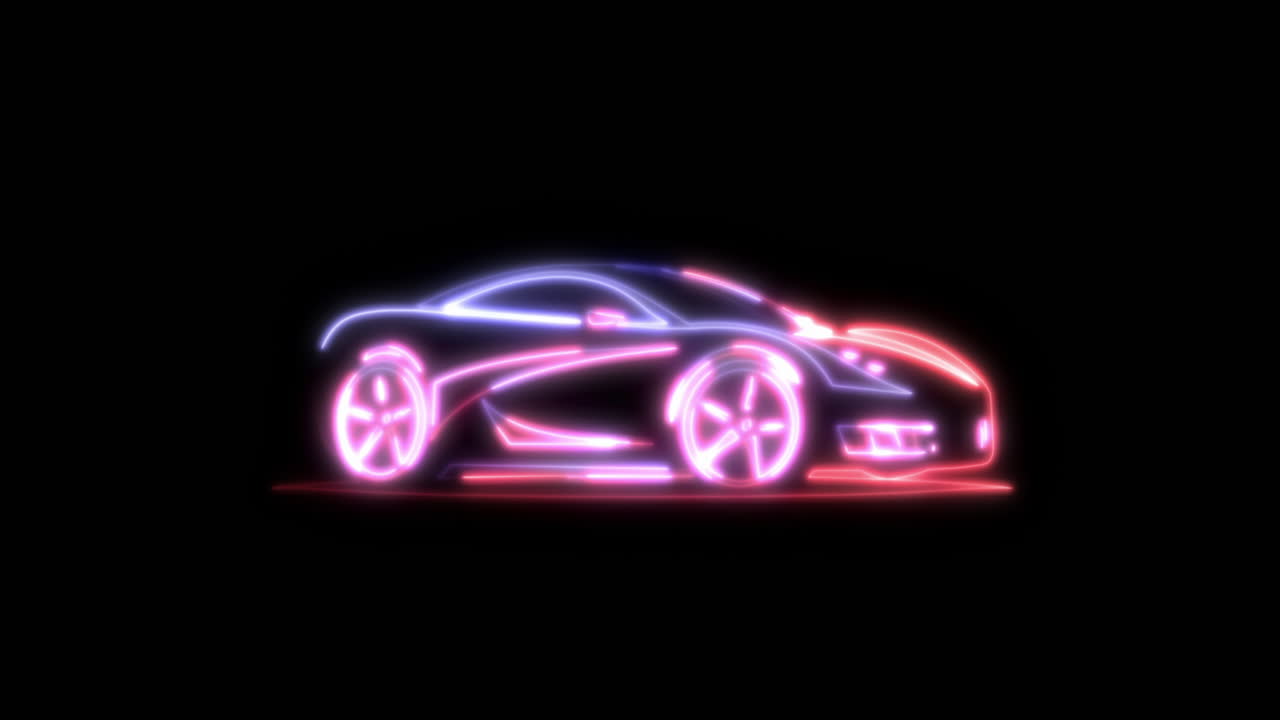Neon Sports Car Digital Art