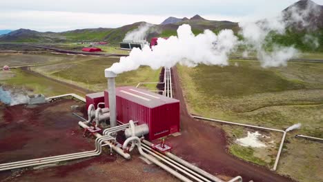 drone aerial over the krafla geothermal power plant in iceland where clean electricity is generated 8