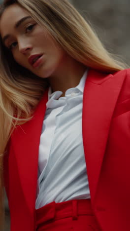 woman in red blazer