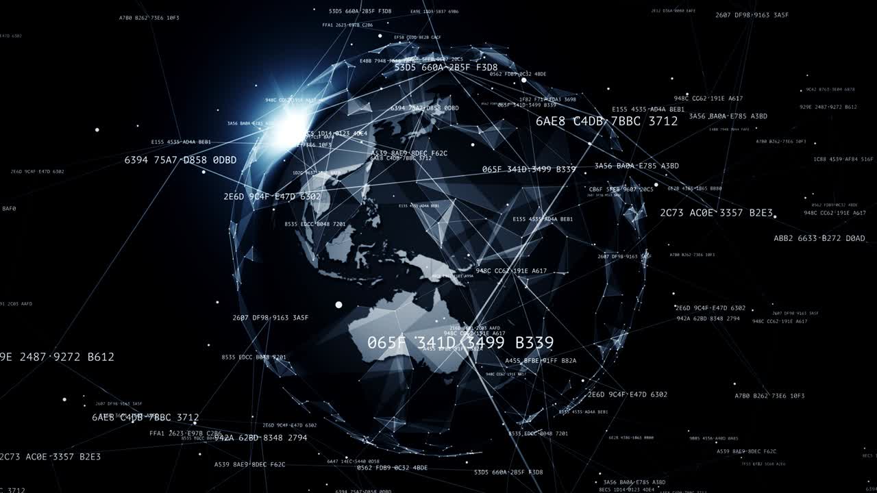 Global network connections around the earth
