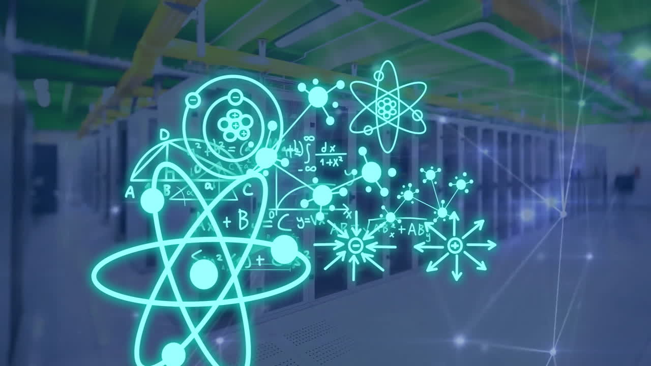 컴퓨터 서버를 통해 디지털 데이터 처리의 애니메이션