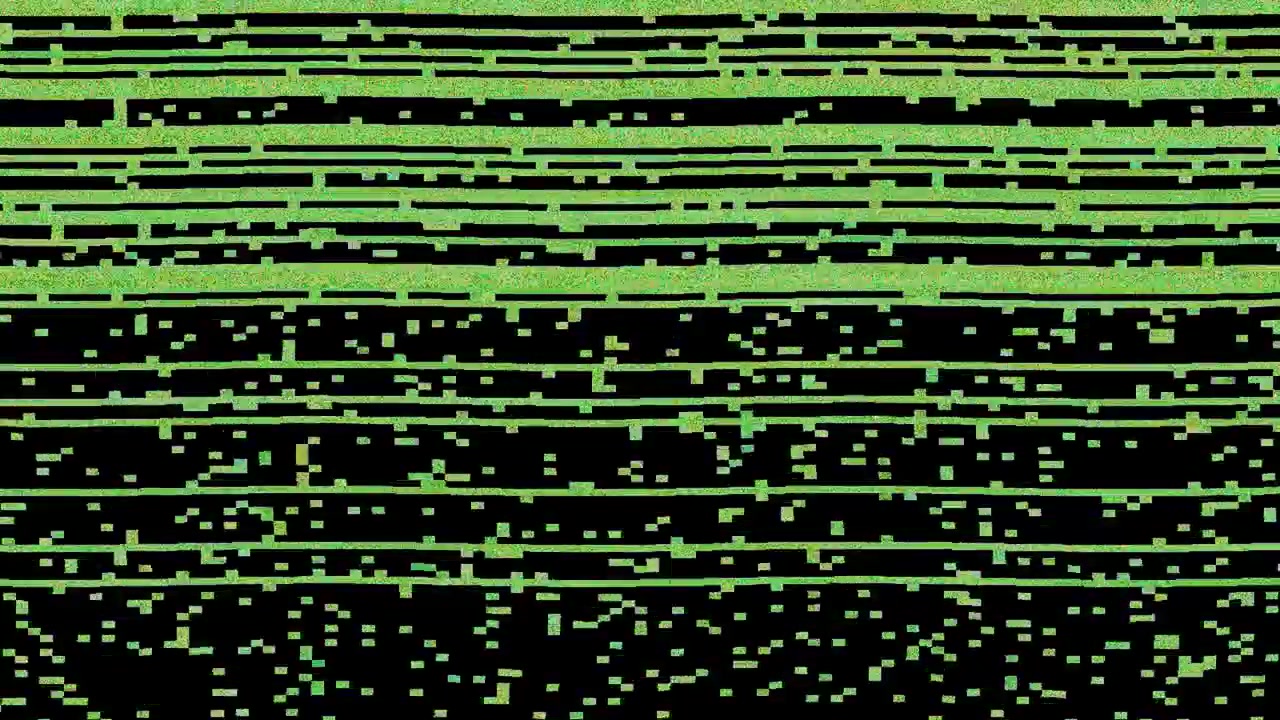 Effetto Glitch Digitale con Linee Orizzontali Verdi su Sfondo Nero