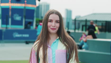 impressive caucasian girl nodding head as a sign of agreeing