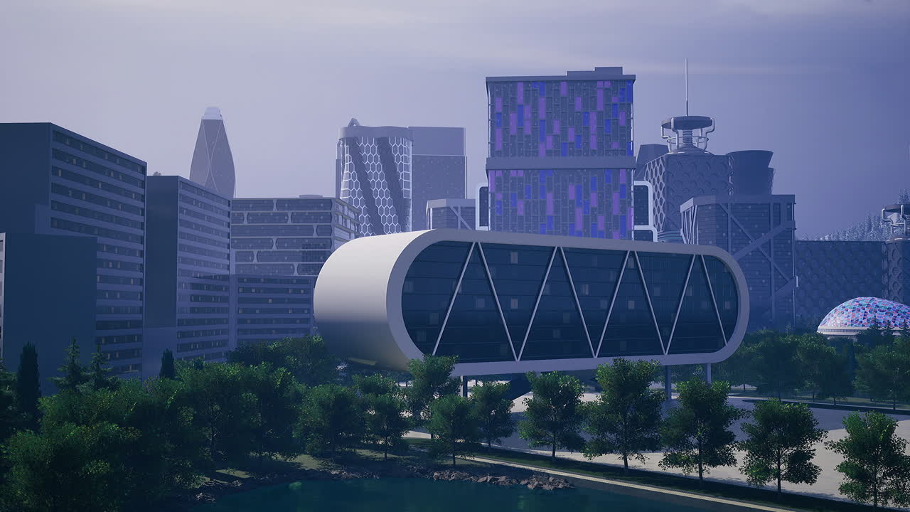 Modern architecture showcases innovation in a futuristic city landscape