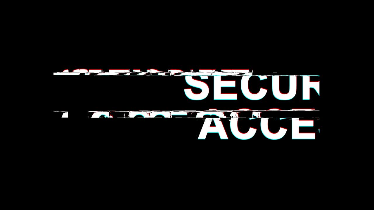 보안 액세스 글리치 효과 텍스트 디지털 tv 왜곡 4k 루프 애니메이션