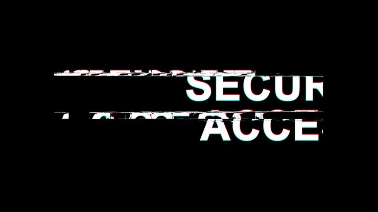 Sikker adgang glitch-effekt tekst digital TV-forvrængning 4K loop-animation