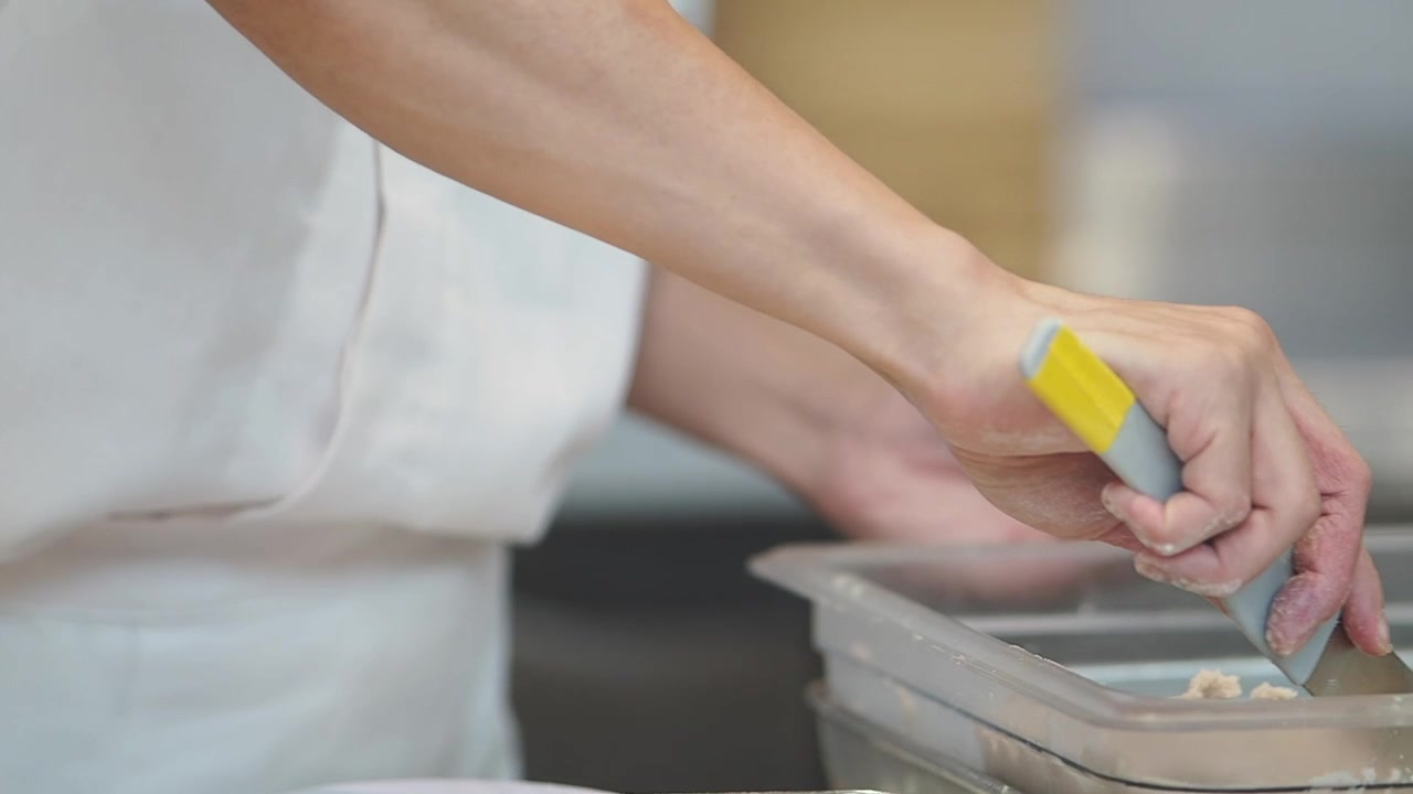 Chef Preparing Dumplings in a Professional Kitchen
