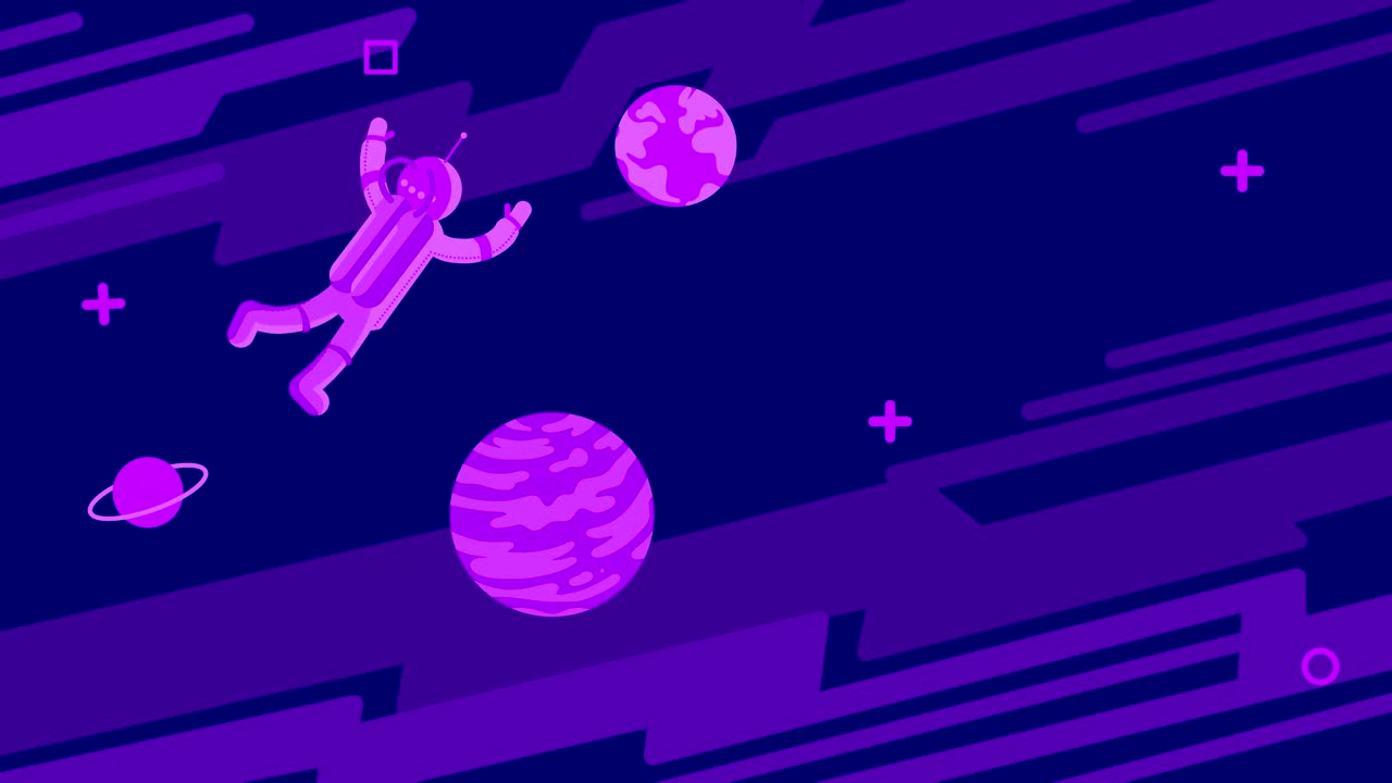 An astronaut flies through outer space