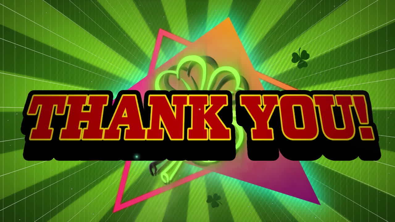 모양 위에 있는 감사 텍스트의 애니메이션