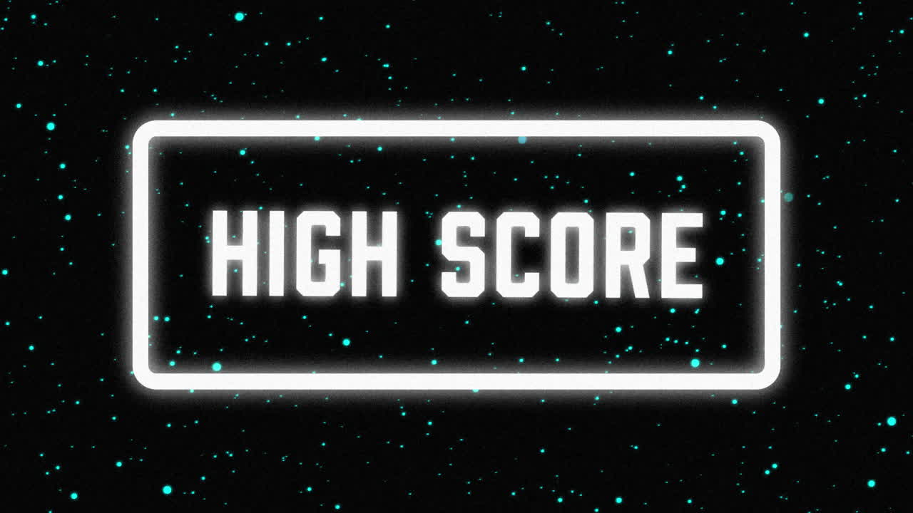 Animation vintage video game screen with words high score written