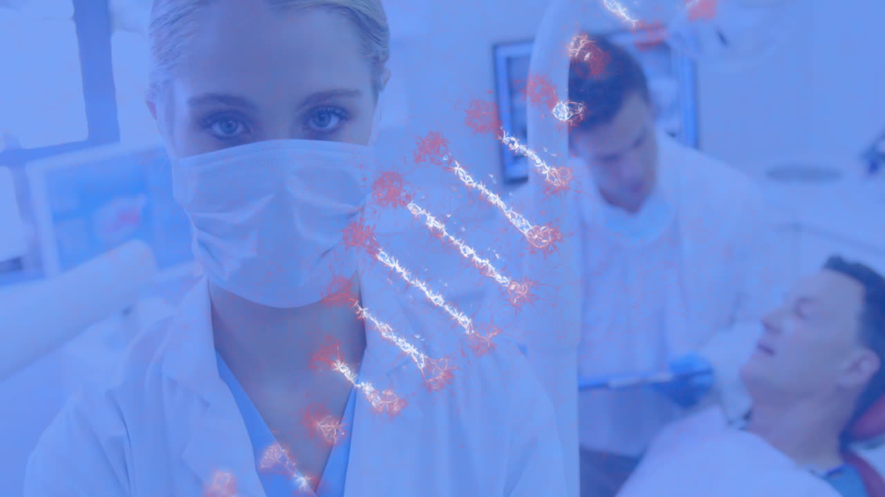 dna 구조가 남성 환자를 치료하는 의사와 반대됩니다.