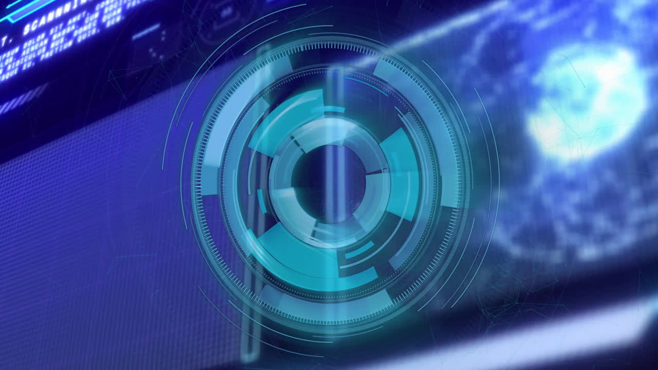 Animation of futuristic digital interface with circular patterns in school setting