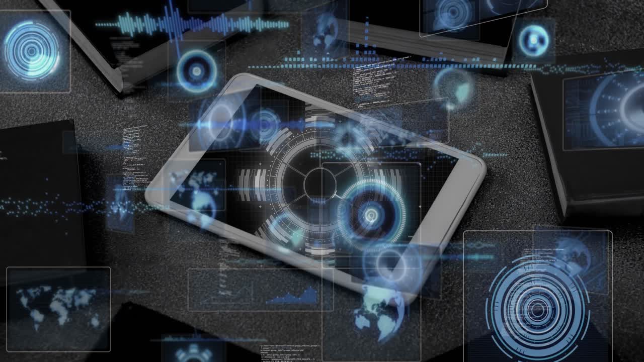 animación del procesamiento de datos a través de dispositivos electrónicos