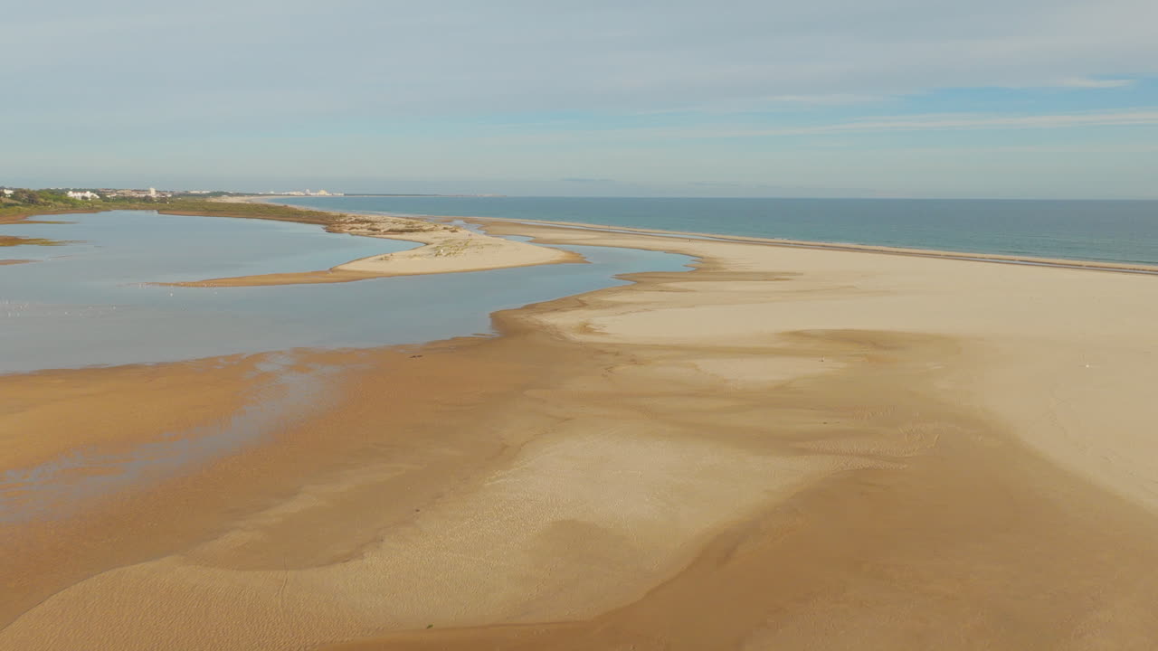 Low Tide Aerial of Ria Formosa Lagoon Cacela Velha Algarve