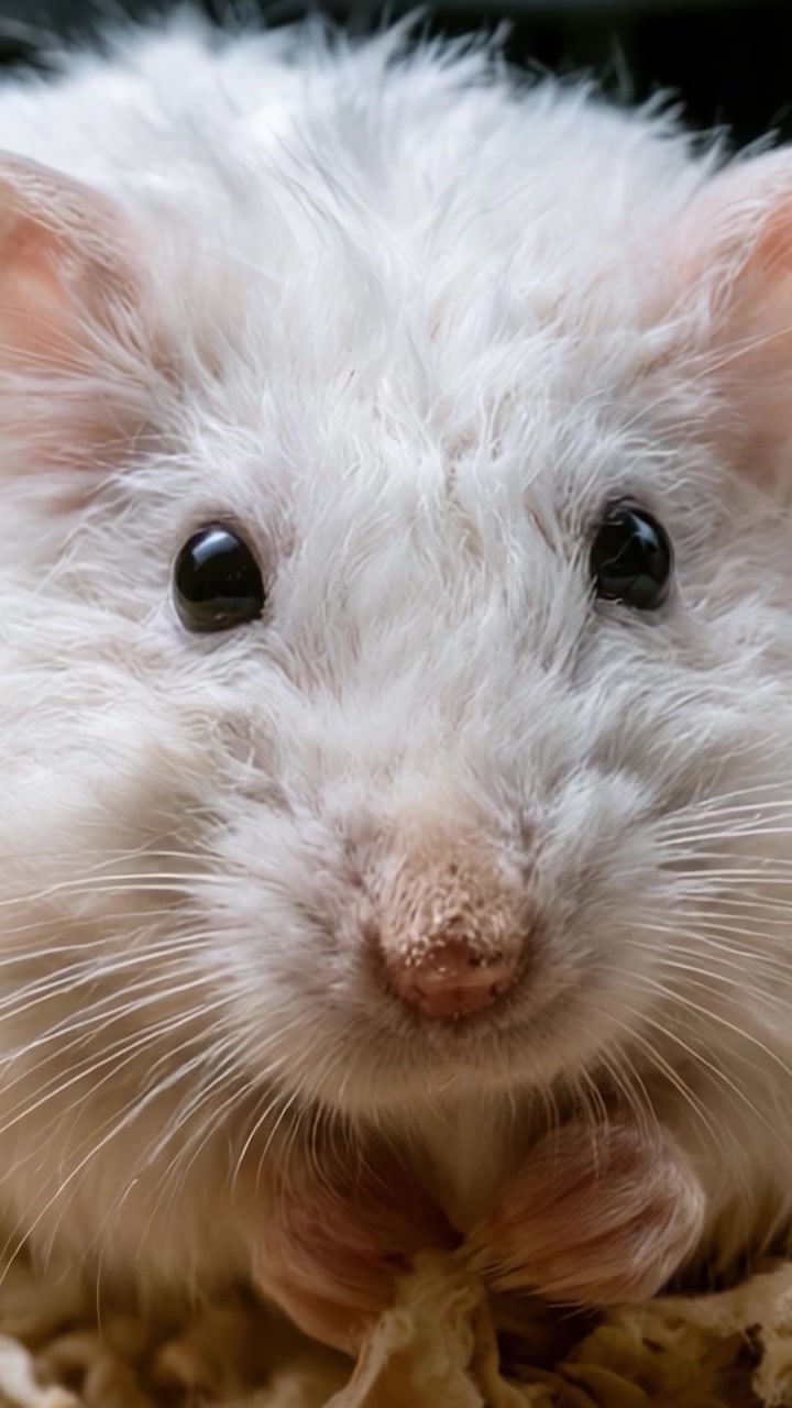 Incantevole primo piano di un adorabile criceto bianco che evidenzia la sua morbida pelliccia e le sue caratteristiche accattivanti in un ambiente naturale