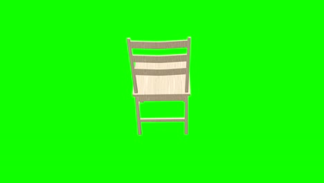 rotating wooden chair on green screen