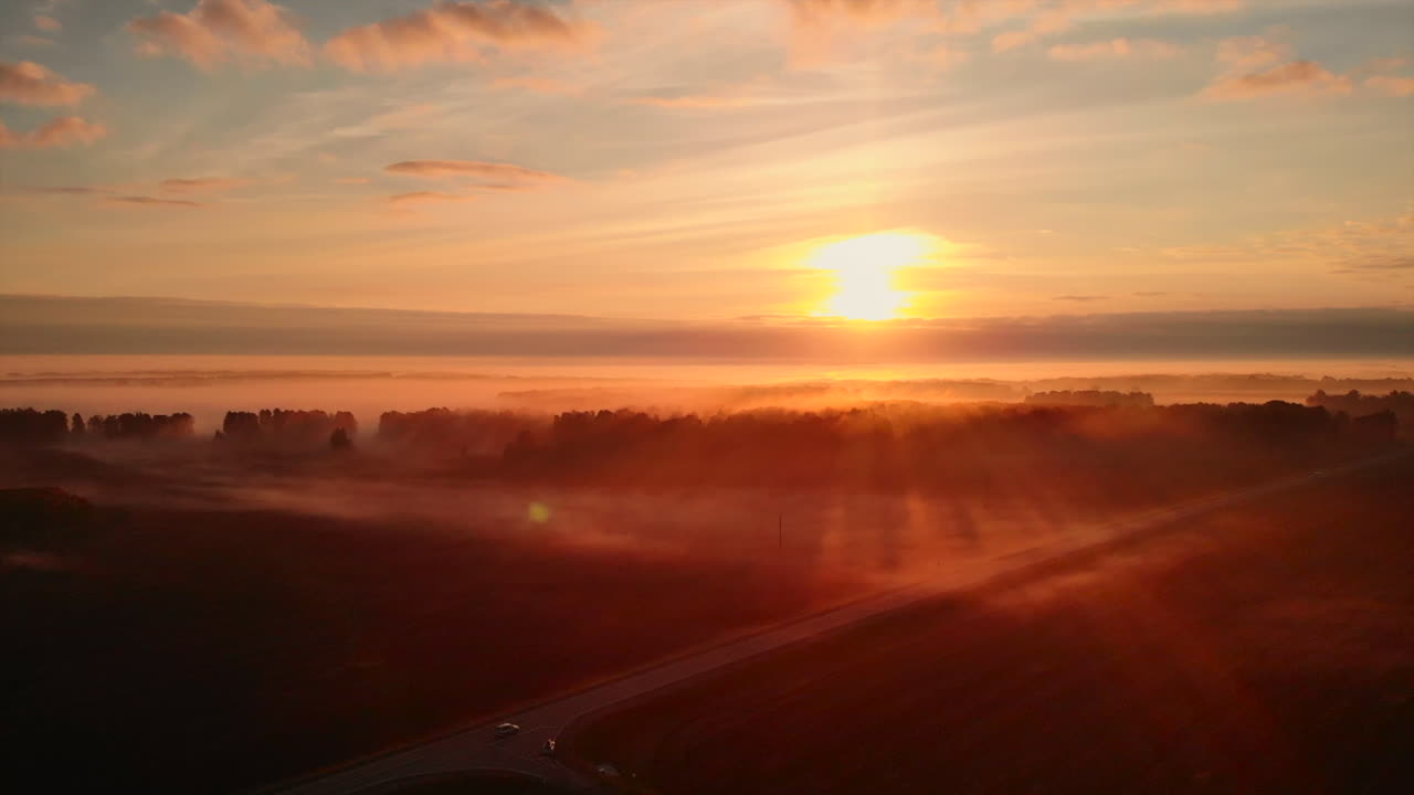 Foggy Sunrise Landscape