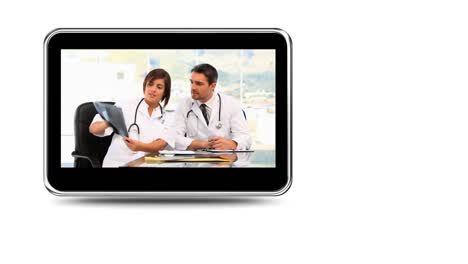 montaje de médicos examinando radiografías