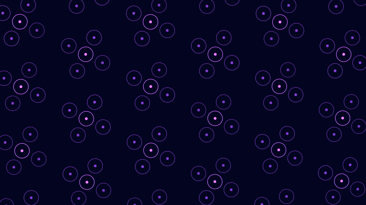 Symmetrical purple circles in circular pattern on black
