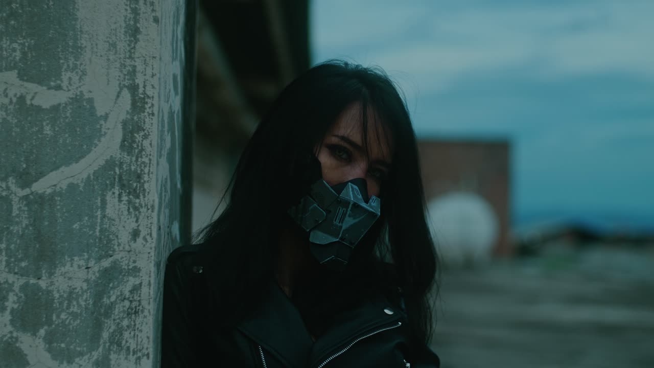 Donna con maschera cyberpunk