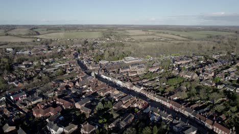 hungerford town and canal england aerial drone pull back reveal