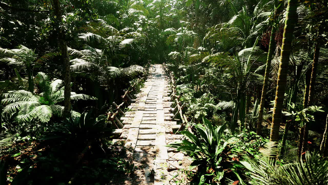 Pathway through dense jungle in bolivia revealing natural beauty