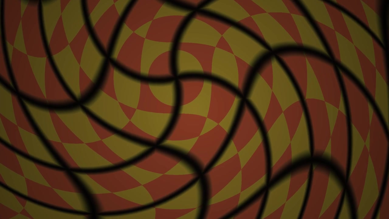 Hypnotic Red and Gold Checkered Pattern with Distorting Grid