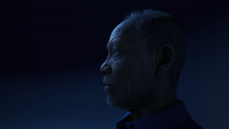 close-up sad black male eyes