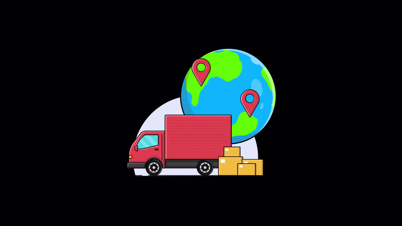 Animated Global Delivery Truck with Earth and Boxes
