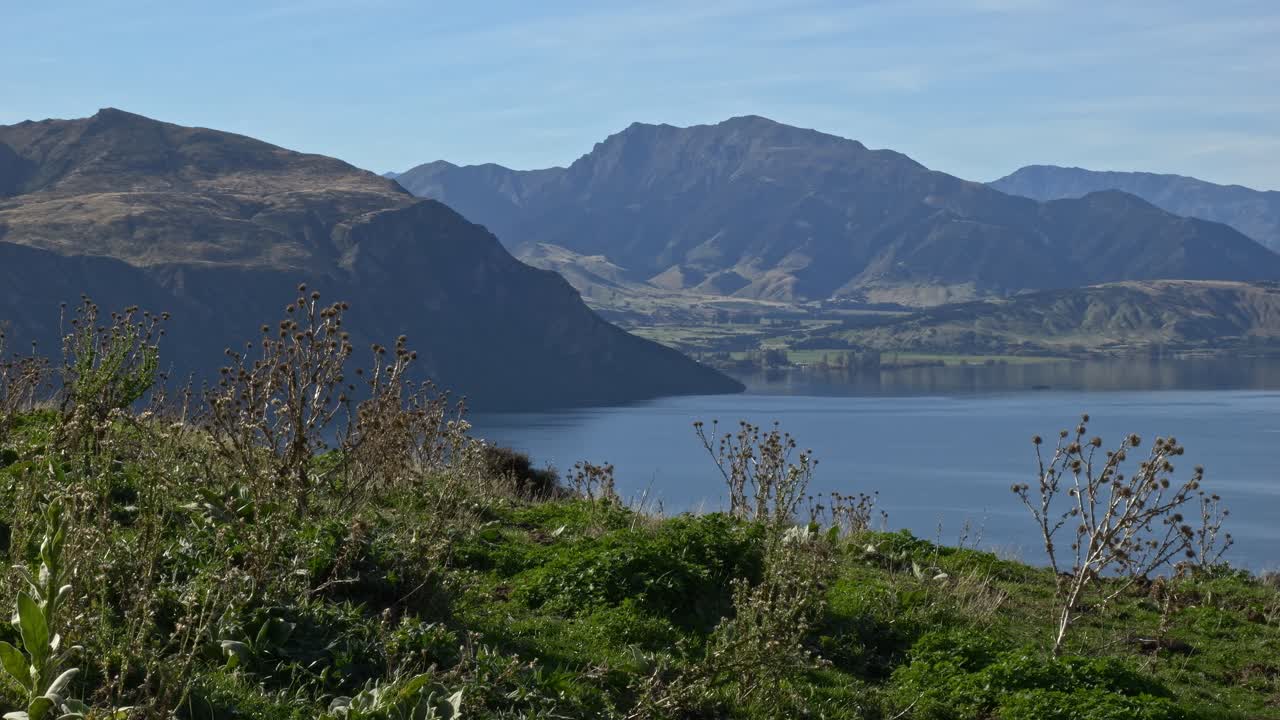 View From Roys Peak Mountain At Wanaka Lake In New Zealand - Wide Shot