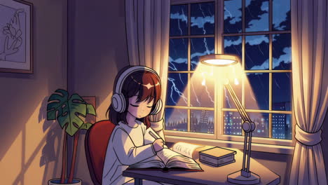 rainy night study session