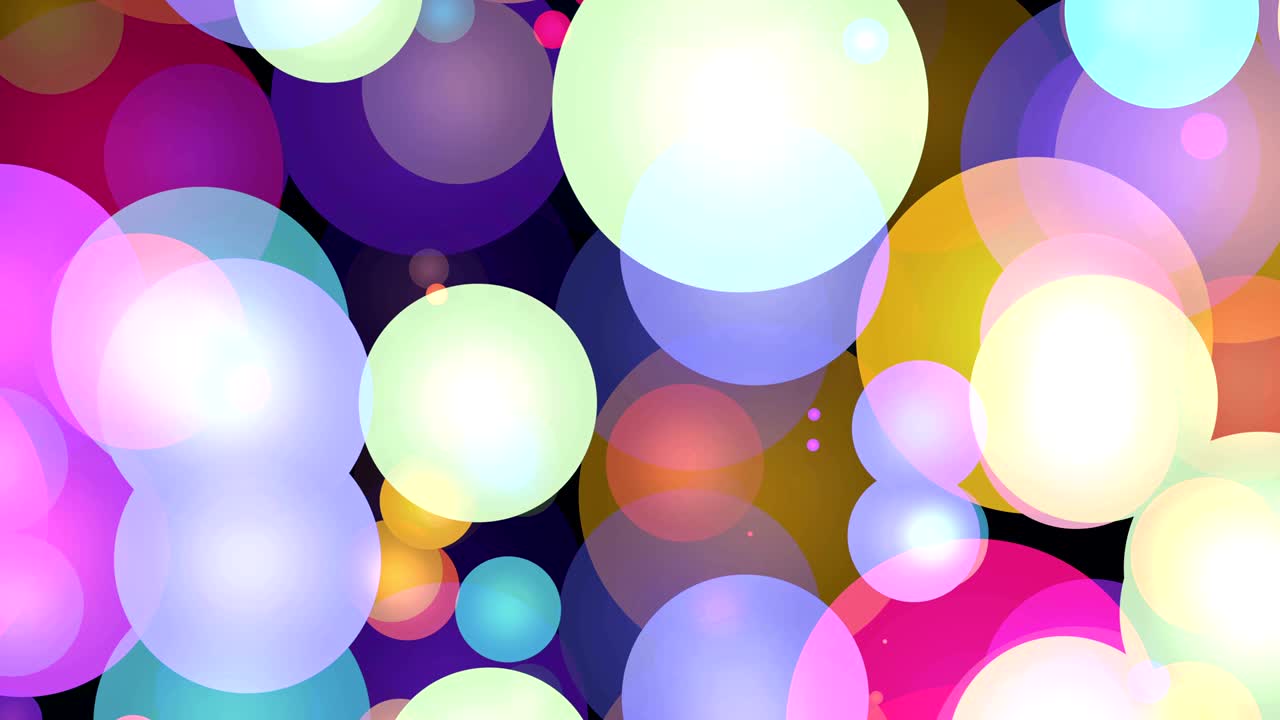 muchas partículas móviles multicolores en el espacio