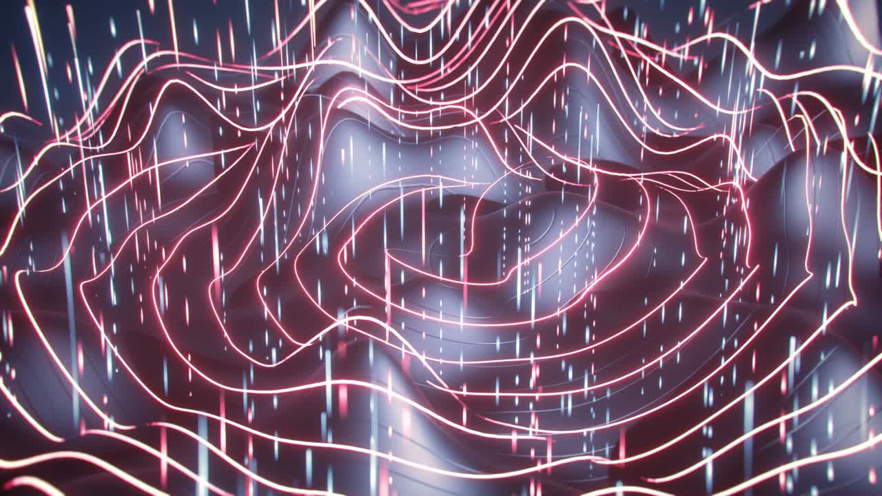 빅데이터 양식 및 스레드 시각화: 원활한 루프 3d 렌더링 애니메이션